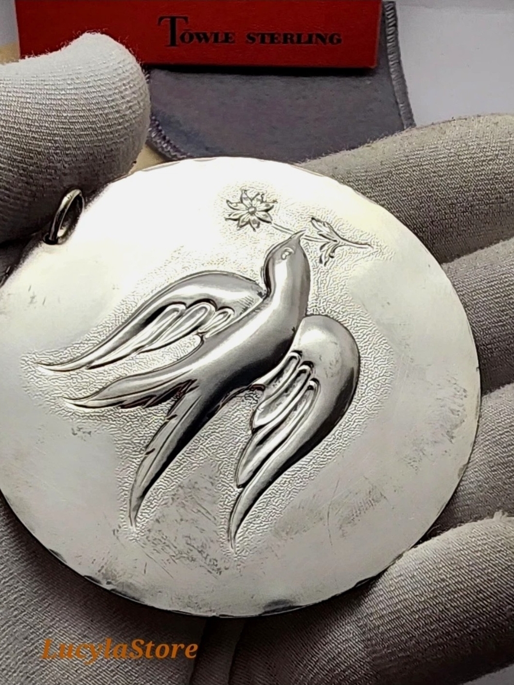 1971 TOWLE Sterling Silver Partridge Pear Tree Christmas Medallion Ornament Box